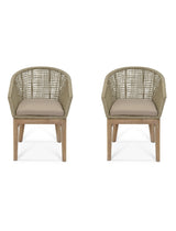Lynton Dining Chairs With Arms - Acacia Wood, Grey, Set of 2