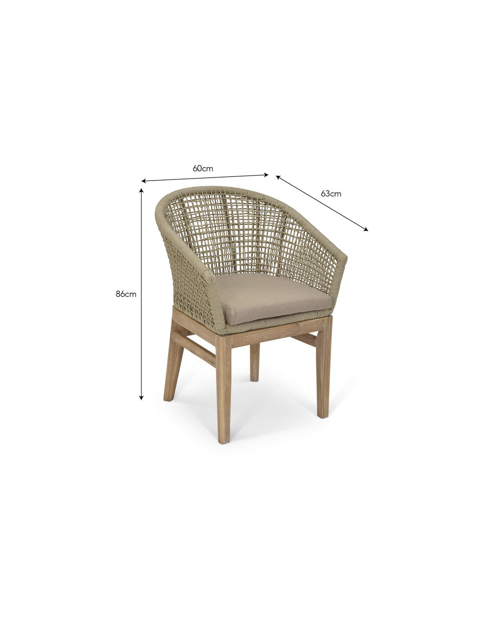 Lynton Dining Chairs With Arms - Acacia Wood, Grey, Set of 2