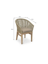 Lynton Dining Chairs With Arms - Acacia Wood, Grey, Set of 2