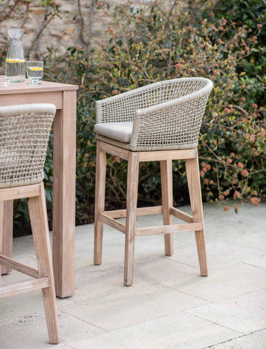 Lynton Bar Stool - Acacia Wood, Grey, Set of 2