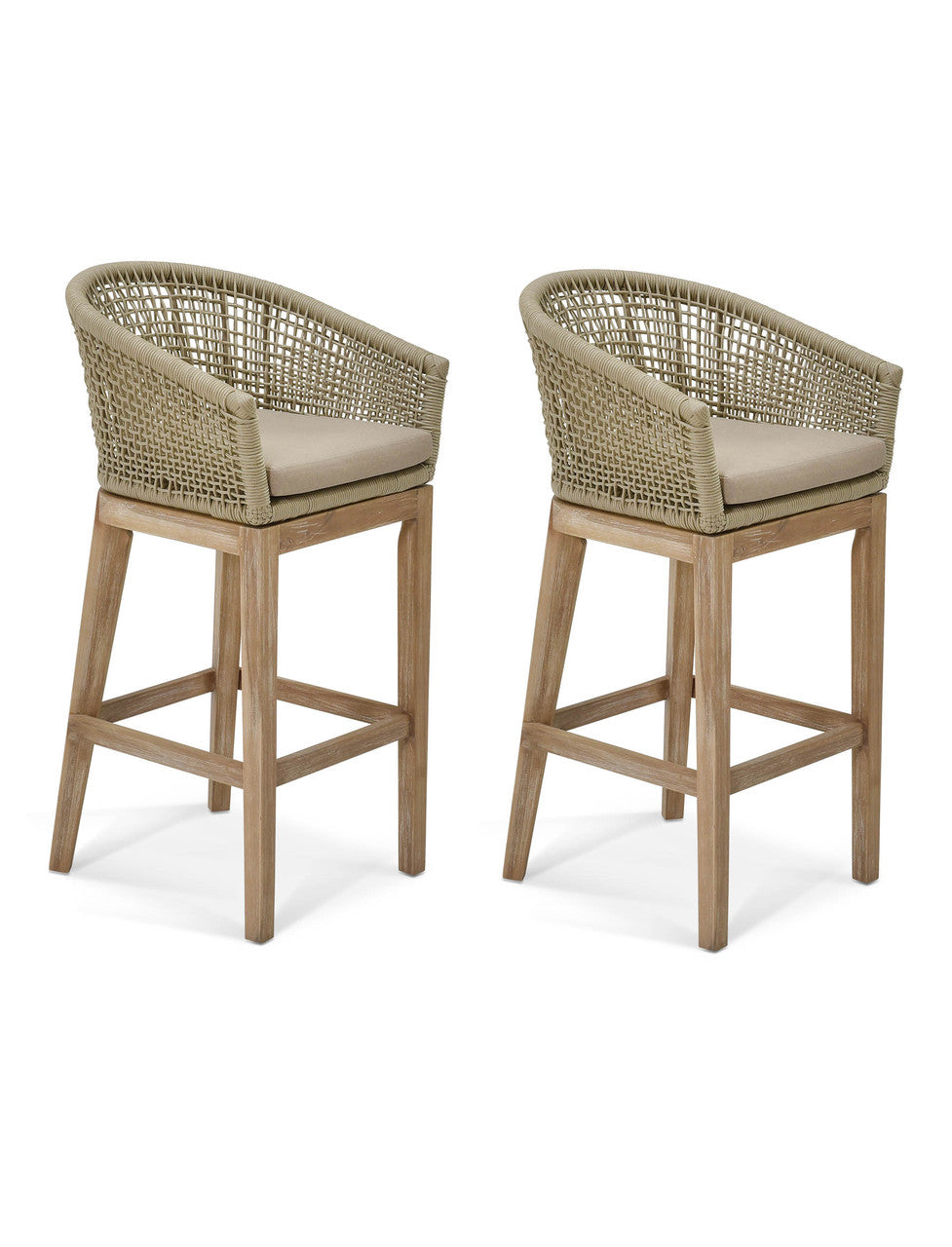 Lynton Bar Stool - Acacia Wood, Grey, Set of 2