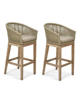 Lynton Bar Stool - Acacia Wood, Grey, Set of 2