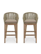 Lynton Bar Stool - Acacia Wood, Grey, Set of 2