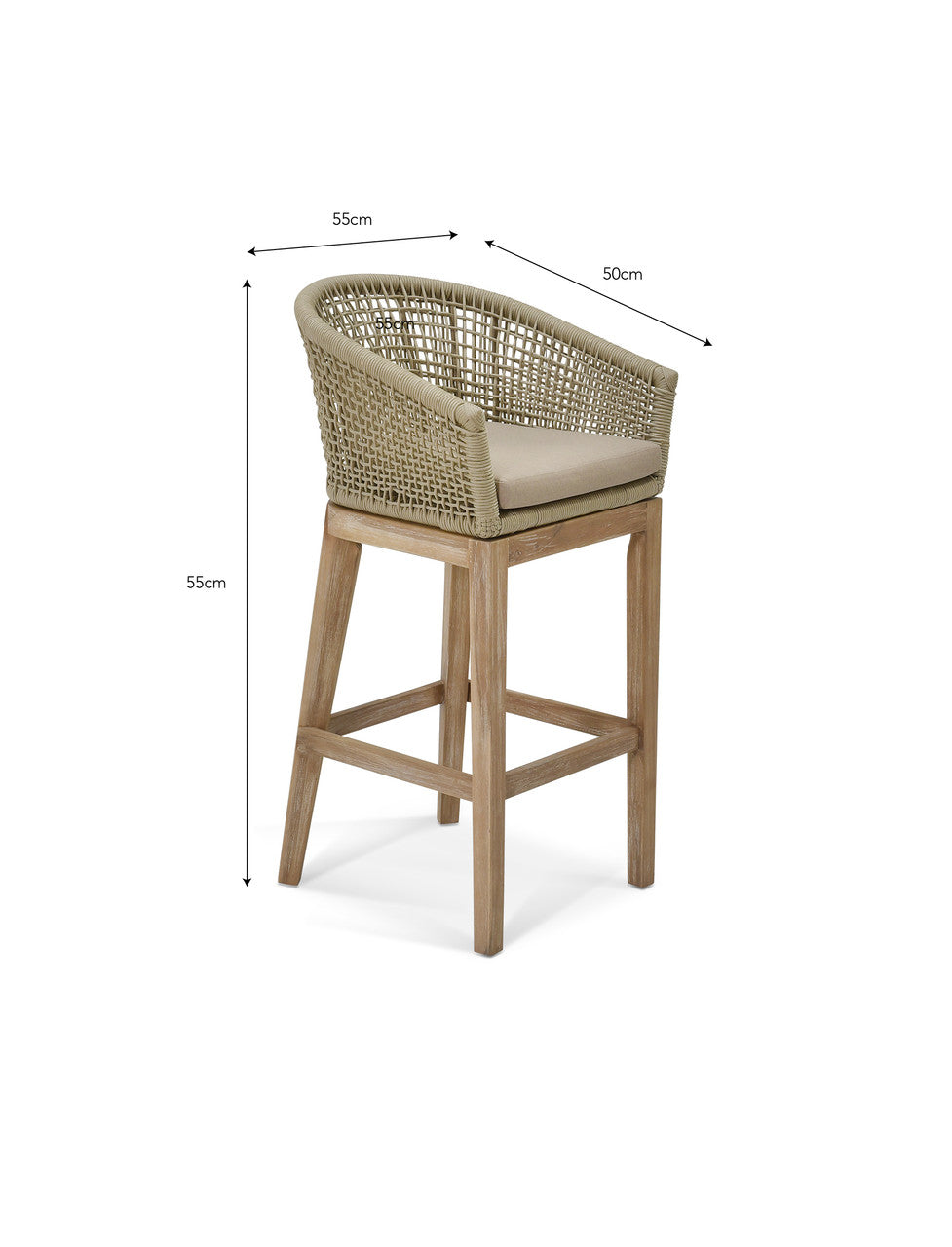 Lynton Bar Stool - Acacia Wood, Grey, Set of 2