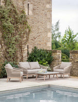 Lynton 2 Seater Sofa Set - Acacia Wood, Grey