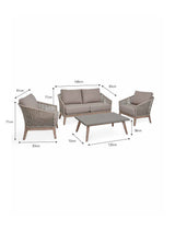 Lynton 2 Seater Sofa Set - Acacia Wood, Grey