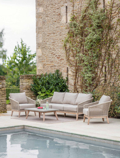 Lynton 3 Seater Sofa Set - Acacia Wood, Grey