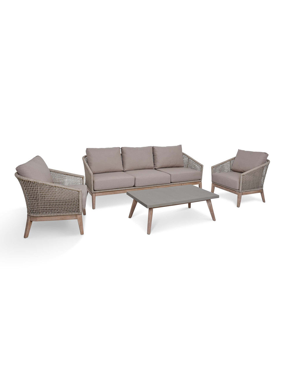 Lynton 3 Seater Sofa Set - Acacia Wood, Grey