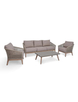 Lynton 3 Seater Sofa Set - Acacia Wood, Grey