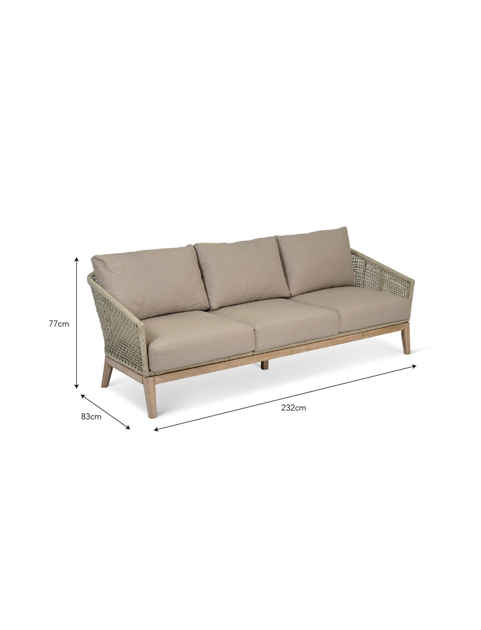 Lynton 3 Seater Sofa - Acacia Wood, Grey