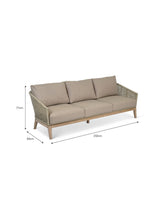 Lynton 3 Seater Sofa - Acacia Wood, Grey
