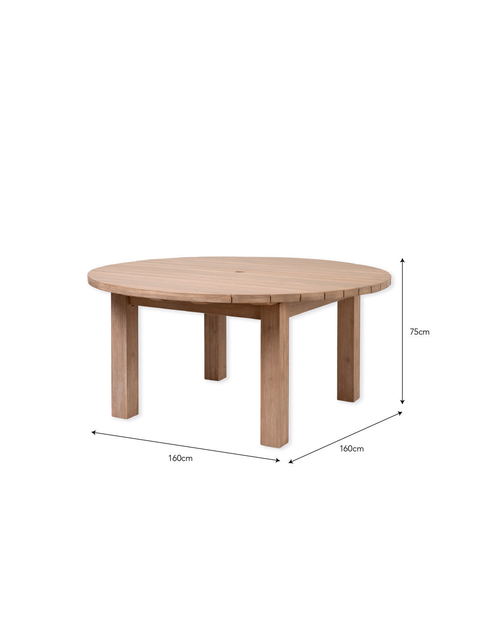Porthallow Round Dining Table - Acacia Wood, Natural, Large