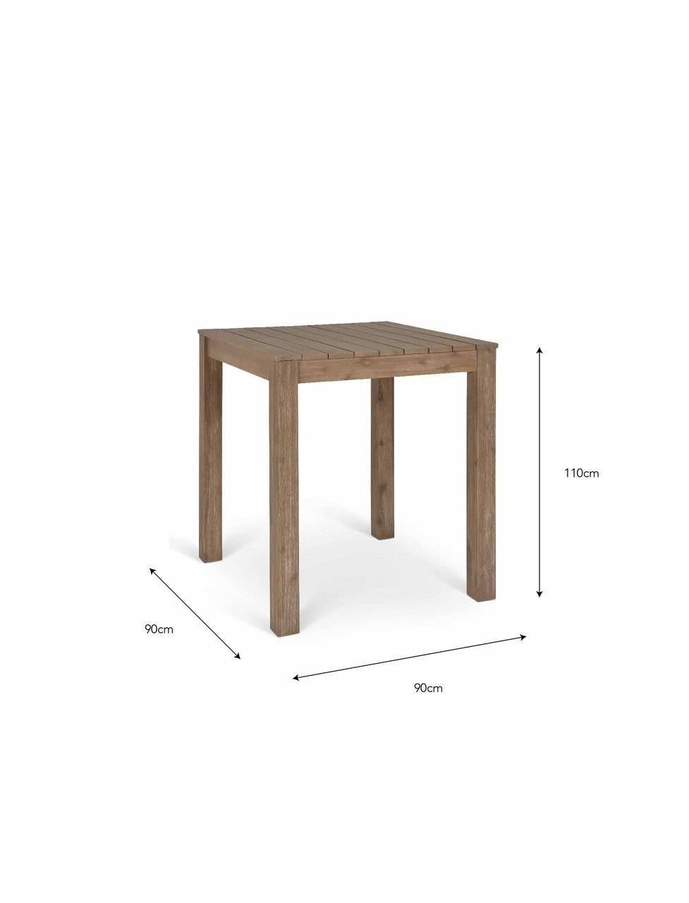 Porthallow Square Bar Table - Acacia Wood, Natural