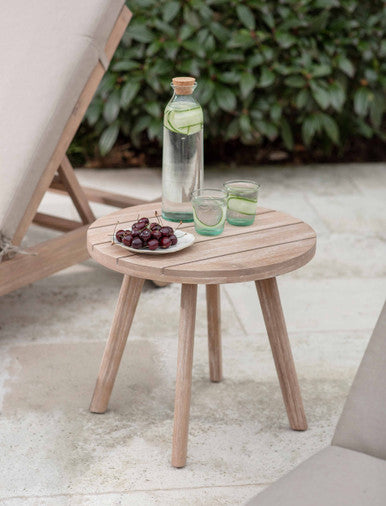 Porthallow Round Side Table - Acacia Wood, Natural