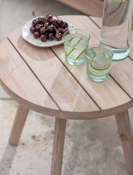 Porthallow Round Side Table - Acacia Wood, Natural