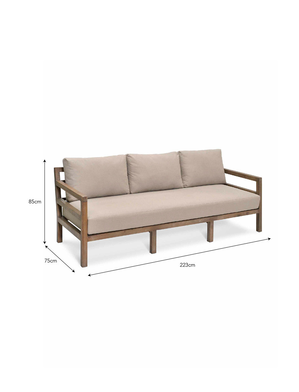 Sandridge 3 Seater Sofa - Acacia Wood, Dark Natural
