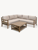 Sandridge Corner Sofa Set - Acacia Wood, Dark Natural