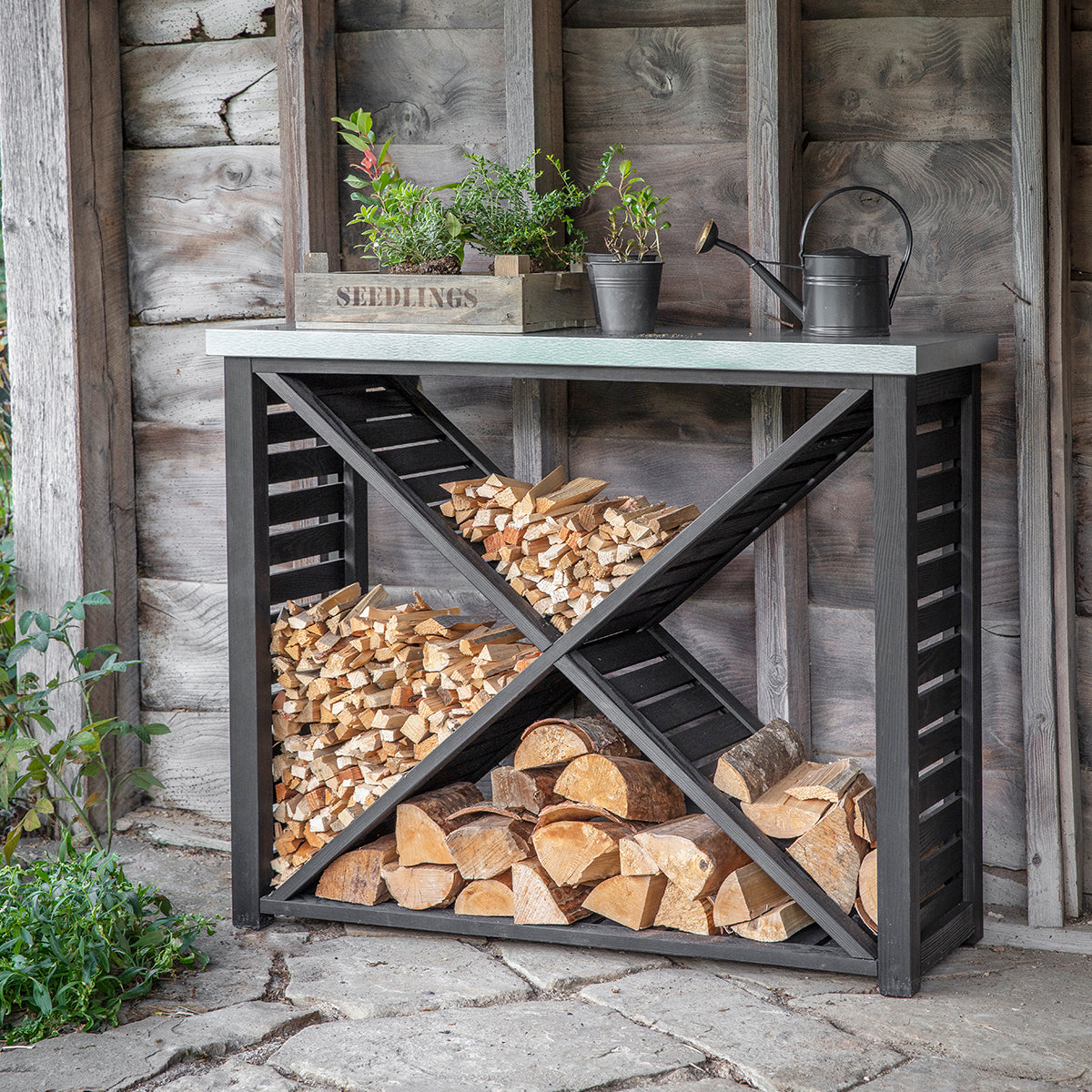 Moreton Cross Log Store - Spruce, Black, Large