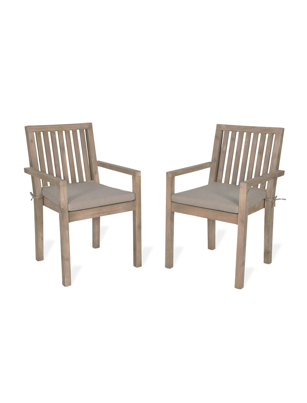Porthallow Dining Chairs With Arms - Acacia Wood, Natural, Set of 2