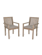 Porthallow Dining Chairs With Arms - Acacia Wood, Natural, Set of 2