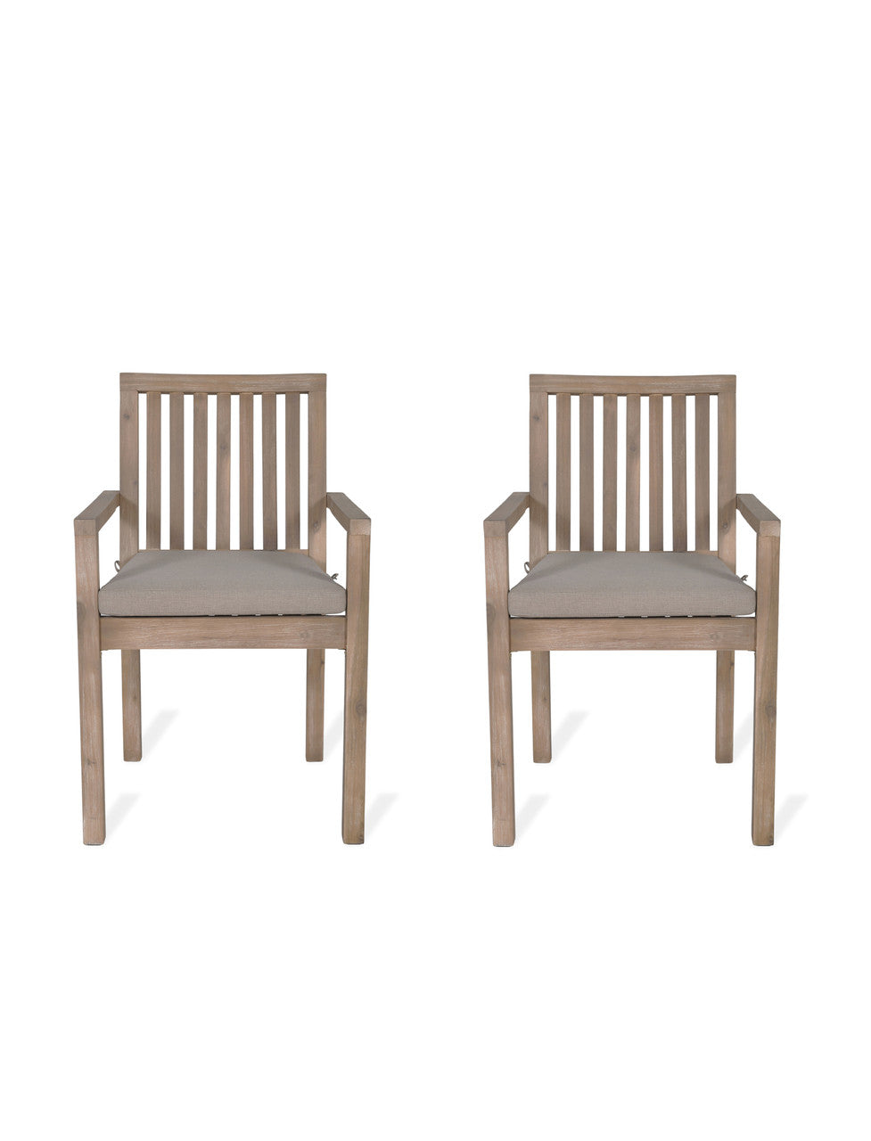 Porthallow Dining Chairs With Arms - Acacia Wood, Natural, Set of 2