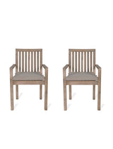 Porthallow Dining Chairs With Arms - Acacia Wood, Natural, Set of 2