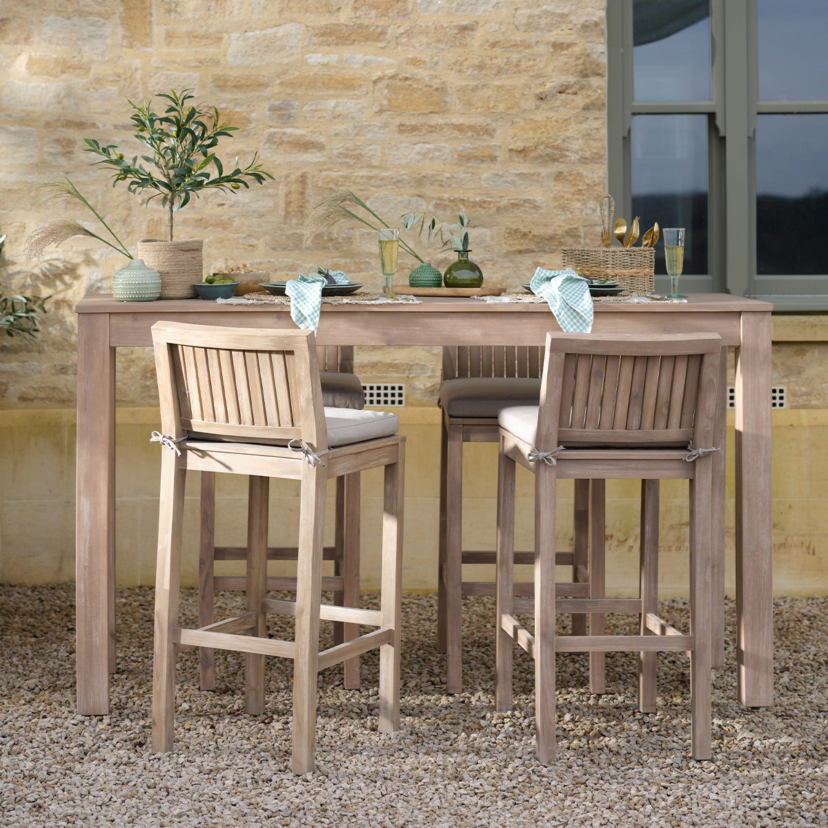 Porthallow Rectangular Bar Table - Acacia Wood, Natural
