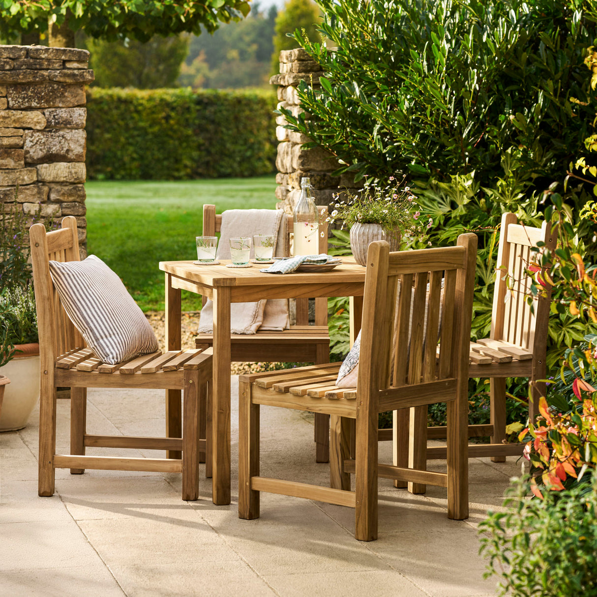 Marbrook Teak Table 80cm x 80cm & 4 Grisdale Side Chairs