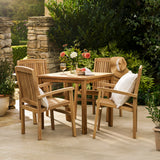 Marbrook Teak Table 80cm x 80cm & 4 Henley Armchairs