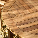 Churn Teak Round Table 100cm & 4 Henley Stacking Armchairs