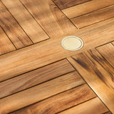 Churn Teak Round Table 100cm & 4 Henley Stacking Armchairs