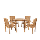 Churn Teak Round Table 100cm & 4 Henley Stacking Armchairs