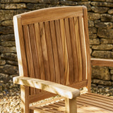 Churn Teak Round Table 100cm & 4 Henley Stacking Armchairs