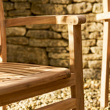 Churn Teak Round Table 100cm & 4 Henley Stacking Armchairs