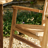 Churn Teak Round Table 100cm & 2 Henley Stacking Armchairs