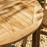 Churn Teak Round Table 100cm & 2 Henley Stacking Armchairs
