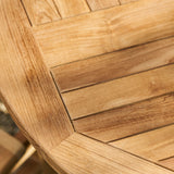 Churn Teak Round Table 100cm & 2 Henley Stacking Armchairs