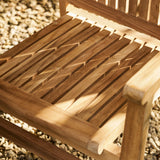 Churn Teak Round Table 100cm & 2 Henley Stacking Armchairs