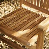 Churn Teak Round Table 100cm & 2 Henley Stacking Armchairs