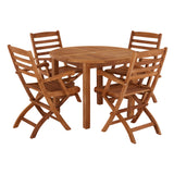 Churn Teak Round Table with 4 Wenlock Carver Chair Set