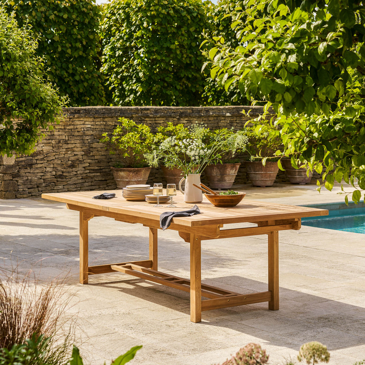 Arrow Teak Rectangular Extending Dining Table 120-180cm