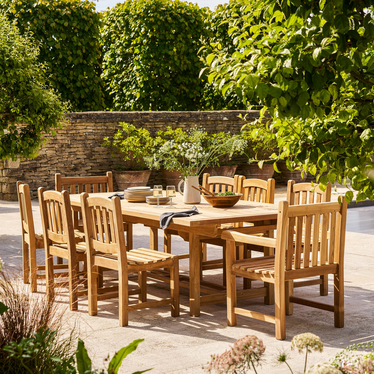 Arrow Teak Rectangular Extending Dining Table 120-180cm