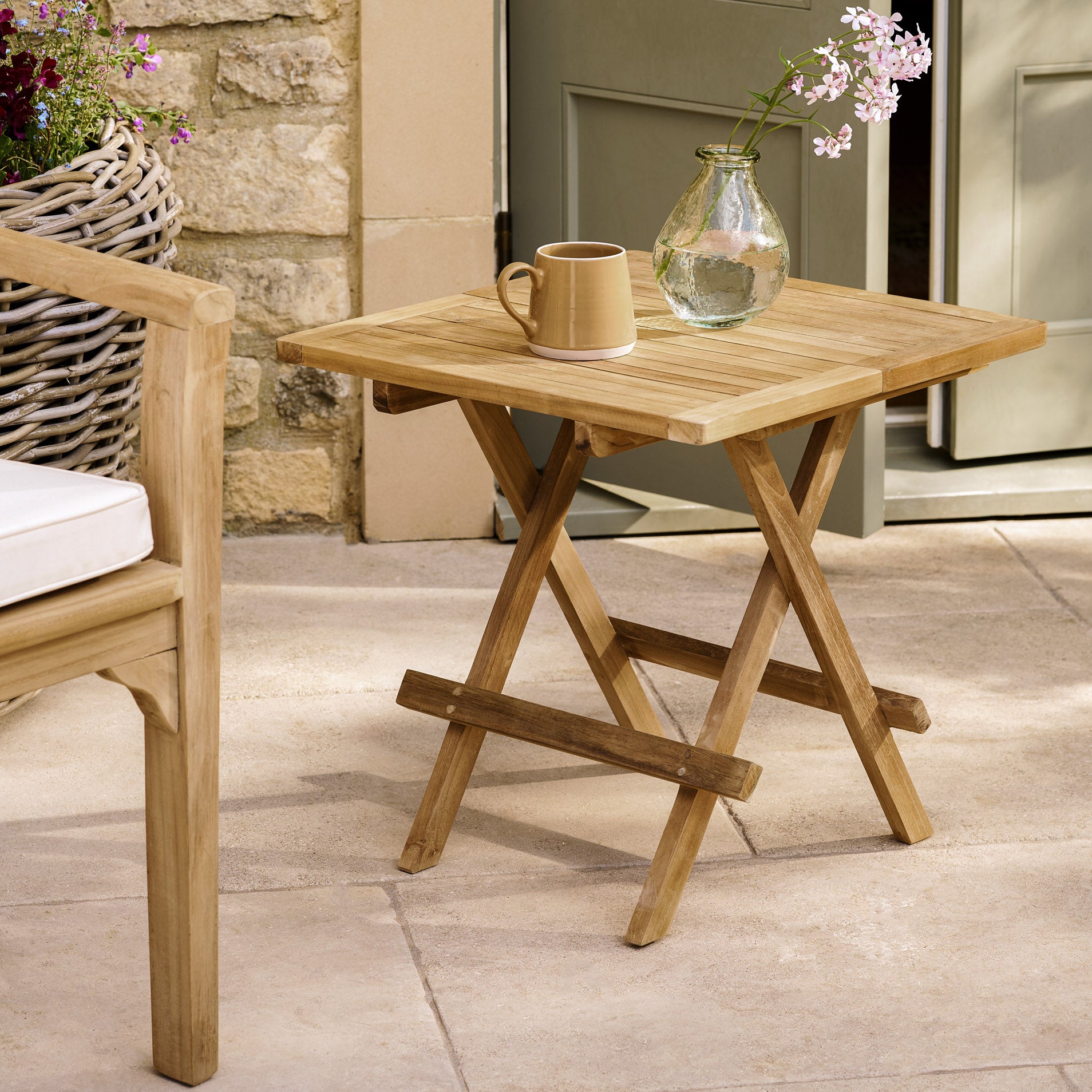 【cotton100】WANTKEY STG TABLE DECK2 Calcot | Teak Square Folding Picnic Table | Cotswold Teak
