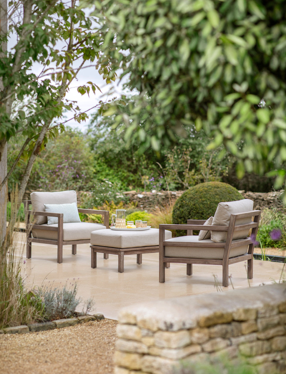 Sandridge Ottoman - Acacia Wood, Dark Natural