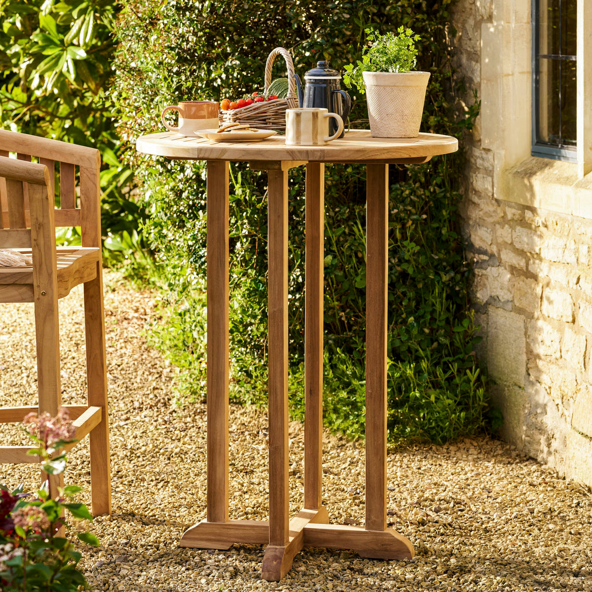 Crummock Teak Round Bar Table | Garden Trading – Cotswold Teak