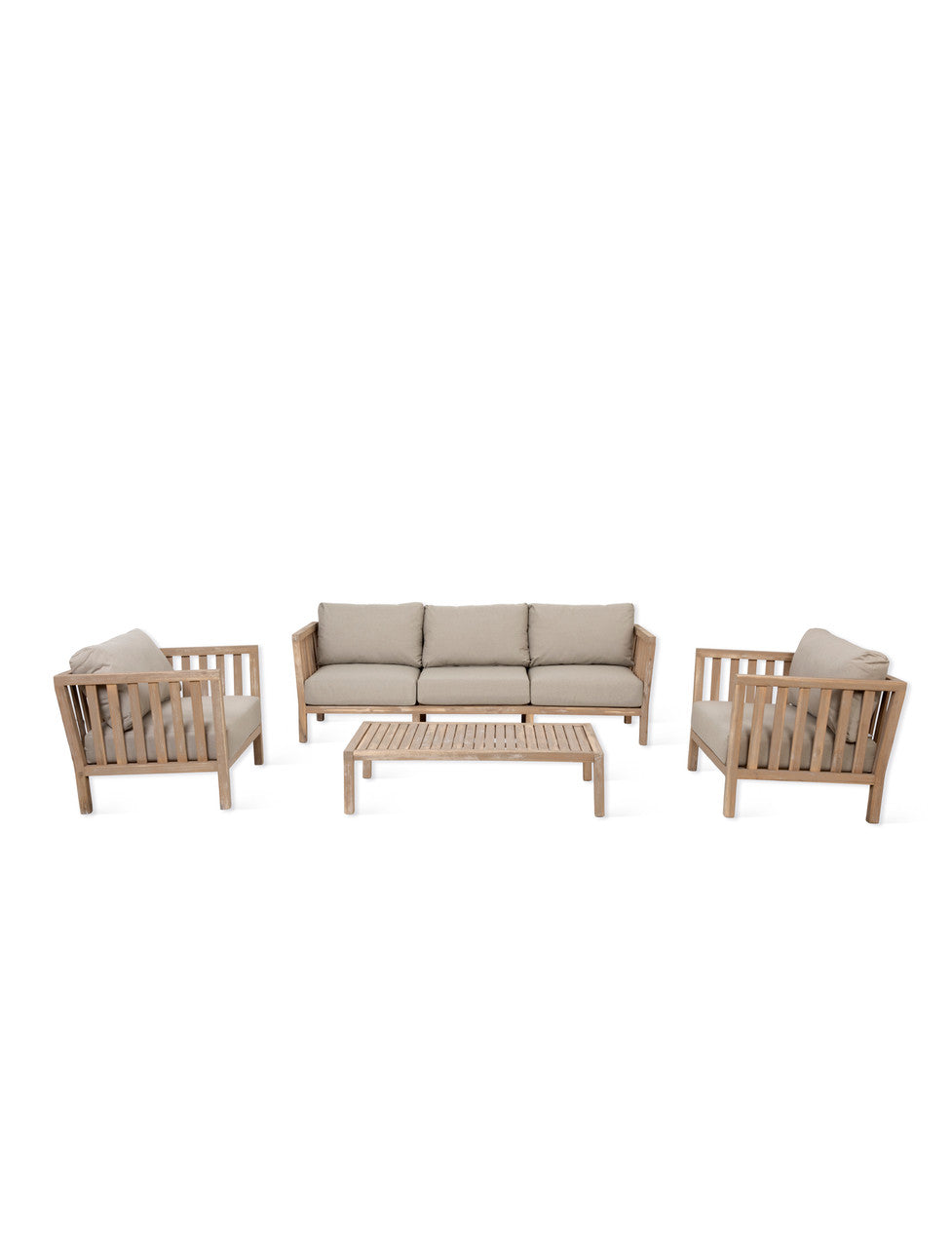 Porthallow 3 Seater Sofa Set - Acacia Wood, Dark Natural