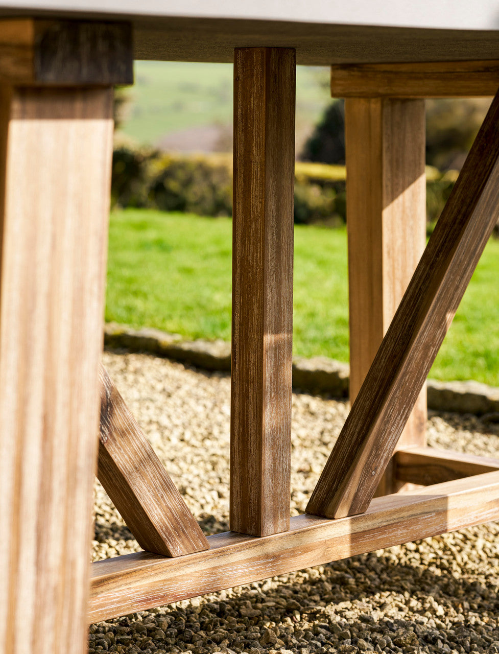 Chilford Dining Table - Acacia Wood & Polystone, Grey, Small