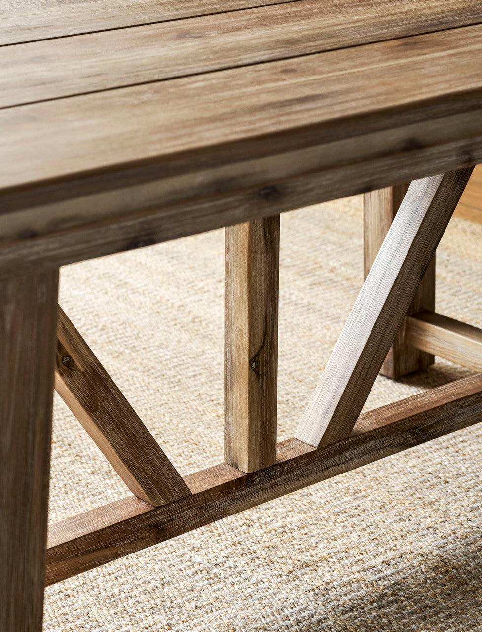 Chilford Solid Table & Bench Set - Acacia Wood, Natural, Small