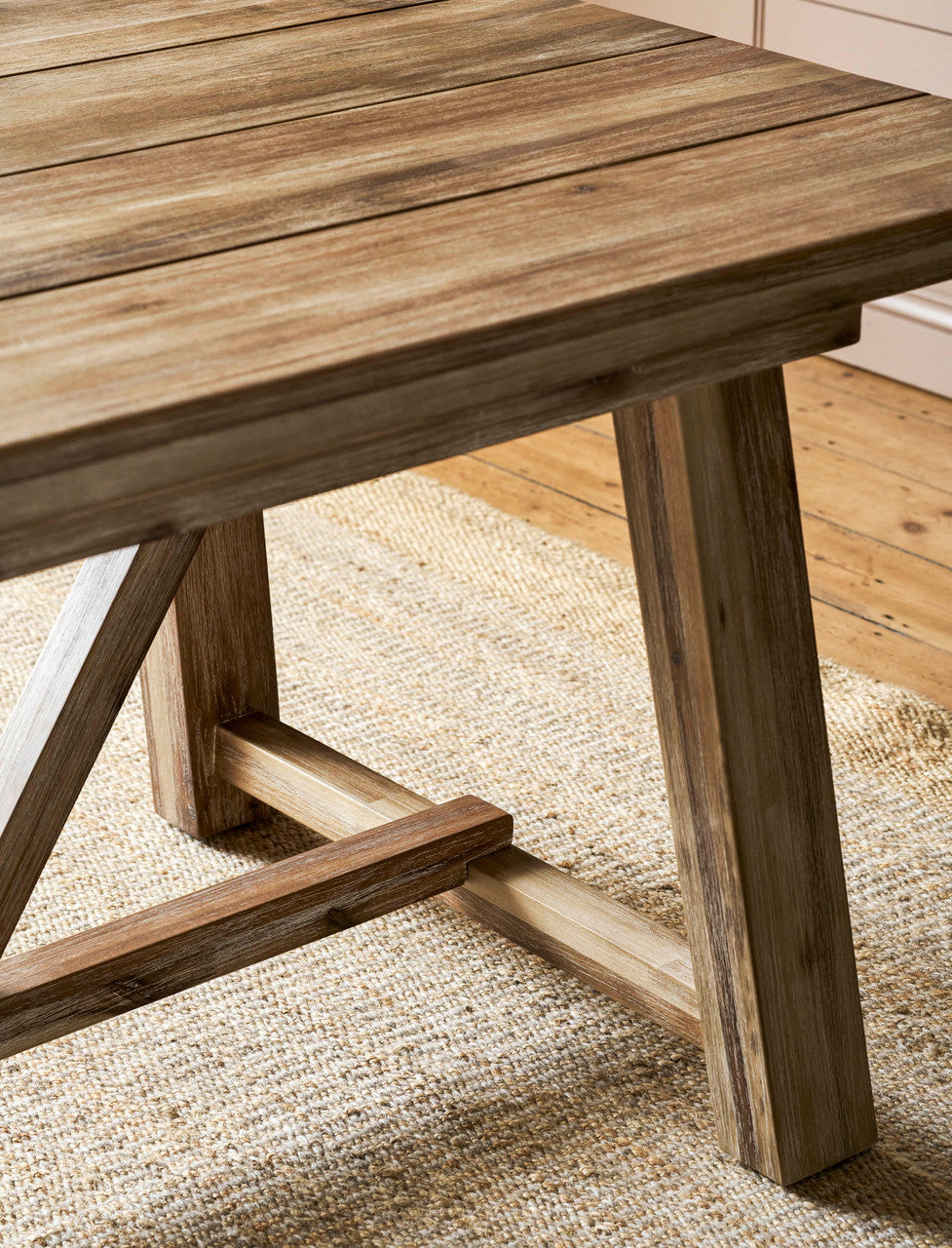 Chilford Solid Table & Bench Set - Acacia Wood, Natural, Small
