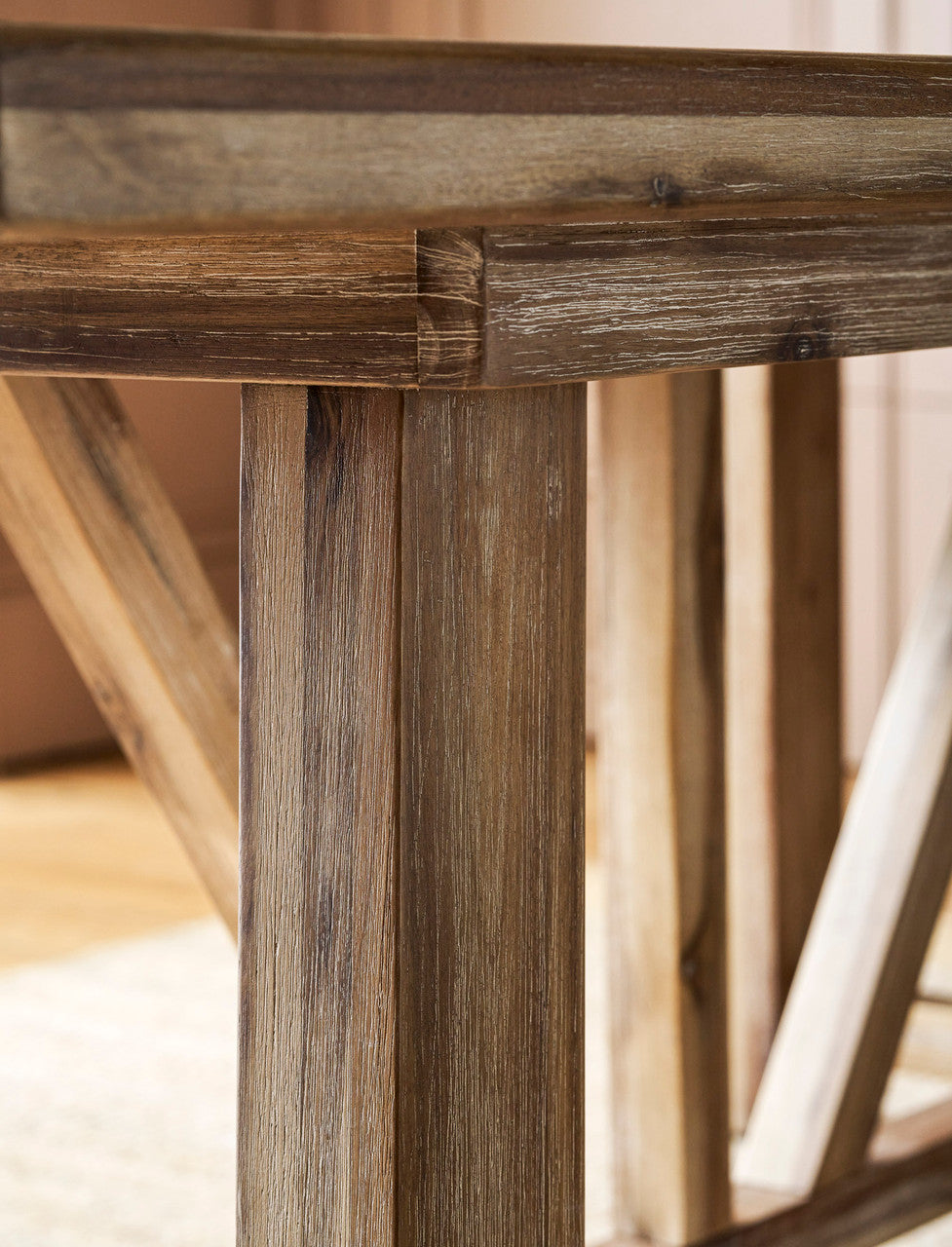 Chilford Solid Table & Bench Set - Acacia Wood, Natural, Small